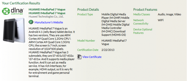 Первая информация о планшете Huawei MediaPad 7 Vogue-2