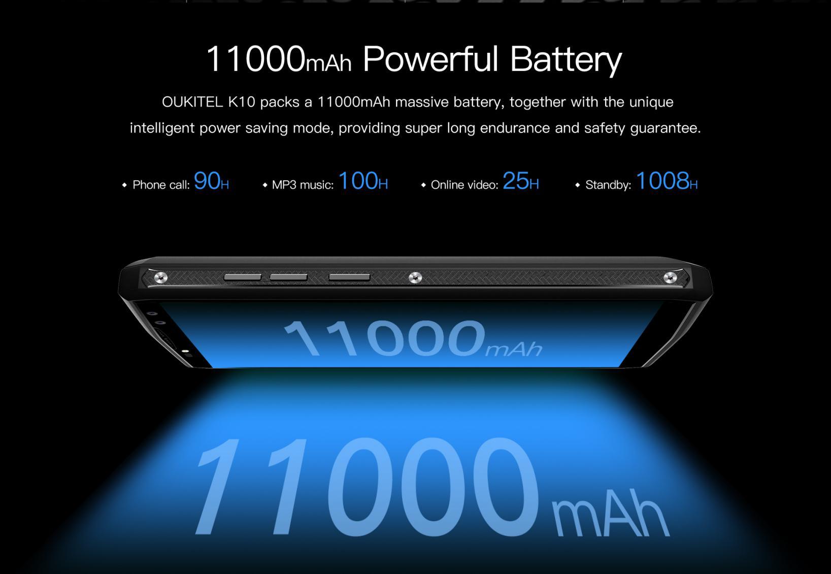 OUKITEL K10: батарея на 11 000 мАч и супербыстрая зарядка 5V/5A-3