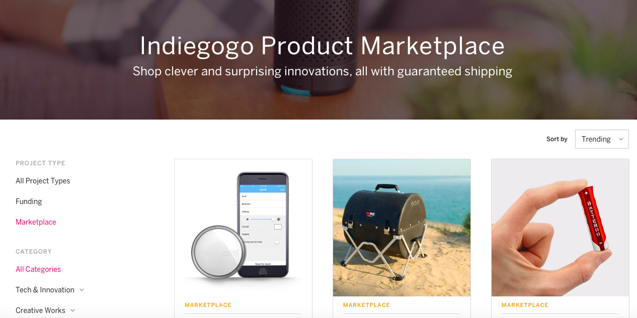 Indiegogo запустил магазин товаров с гарантированной доставкой
