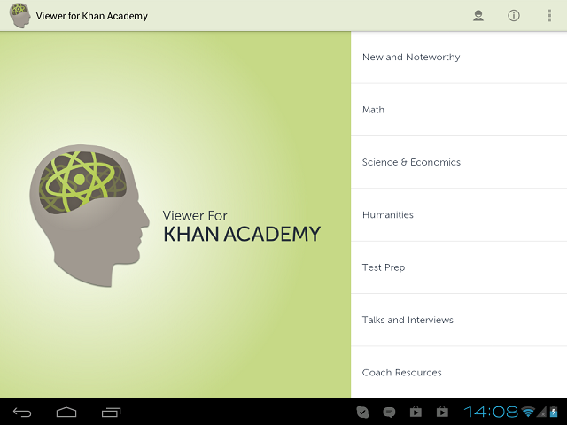 Приложения для Android-планшетов: Viewer for Khan Academy