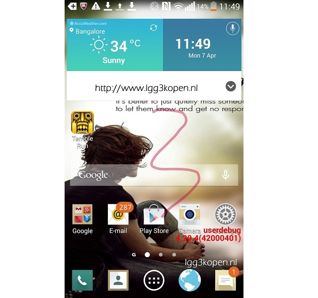 В сети появились характеристики LG G3 и скриншот интерфейса