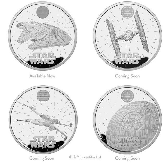 La Zecca del Regno Unito ha pubblicato una collezione numismatica con tre iconiche astronavi e la Morte Nera di Star Wars.-4