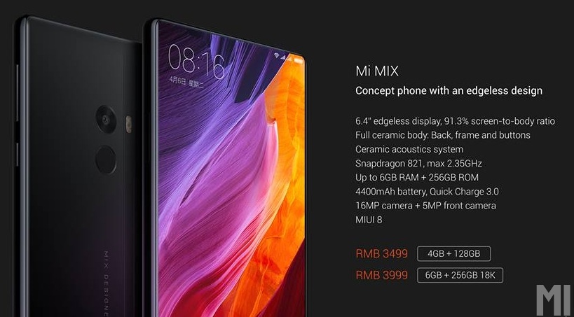 Xiaomi выпустила безрамочный смартфон Mi MIX в керамическом корпусе-4