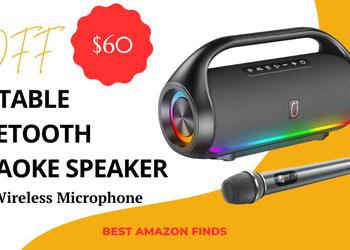 Portable Bluetooth Karaoke Speaker HWWR with 2 Wireless Microphones - $60 OFF NOW!