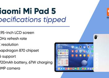 Xiaomi Mi Pad 5, Mi Pad 5 Pro and Mi Pad 5 Lite characteristics unveiled