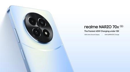 Realme Narzo 70x 5G: display IPS a 120Hz, chip MediaTek Dimensity 6100+, fotocamera da 50MP e ricarica a 45W per 144€.