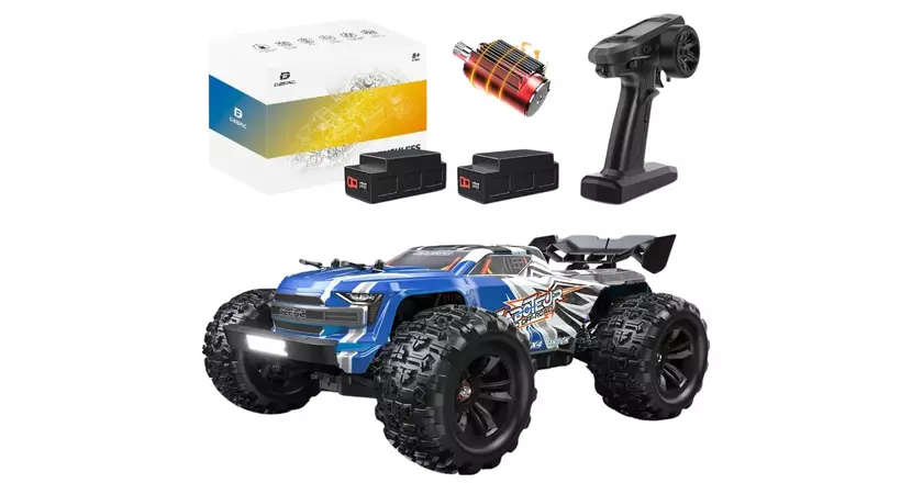 DEERC DE44 Voiture RC 1:16 – Pulvérisation De Brouillard – 4×4 Double Moteur – LED – Suspension – 2 Batteries (70 Min) – Dès 6 Ans – Cadeau Enfant