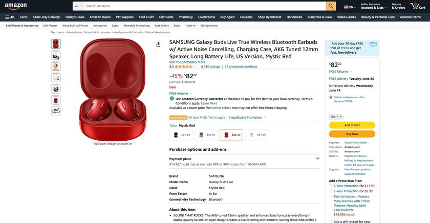 Offer of the day Samsung Galaxy Buds Live on Amazon for 67 off