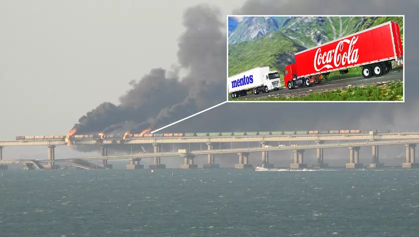 Подарок путину на день рождения: после взрыва на Крымском мосту обрушилось дорожное полотно и начался пожар на железной дороге