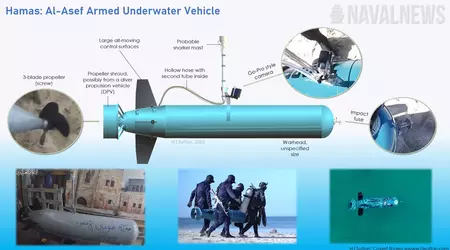 Hamas showed an Al-Asef guided torpedo with an action camera and small warhead that has already been used against Israel