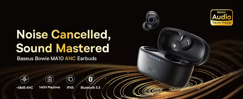 Baseus Bowie MA10: TWS-наушники с гибридным ANC и автономностью до 140 часов дешевле $30