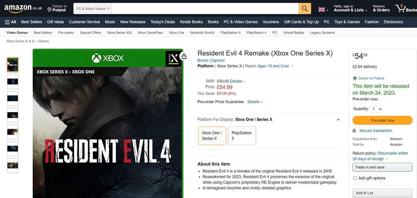 Resident evil 4 remake preo xbox