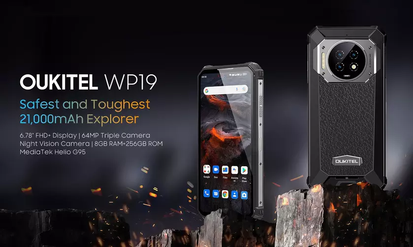 Ударопрочный смартфон Oukitel WP19 с батареей на 21 000 мАч и камерой ночного видения продают на AliExpress со скидкой $330