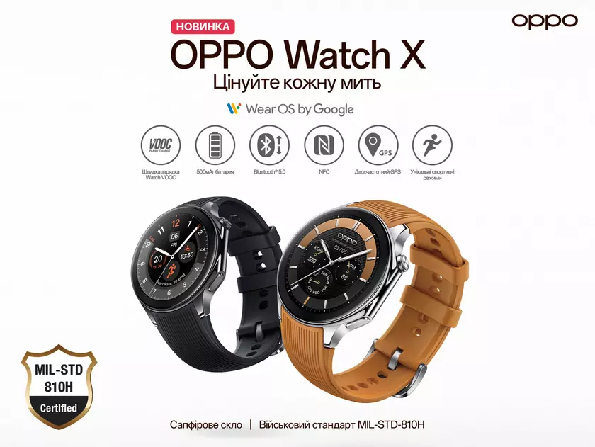 OPPO Watch X с двумя ОС, AMOLED-дисплеем, автономностью до 12 дней и ценой  15 999 грн дебютировали в Украине