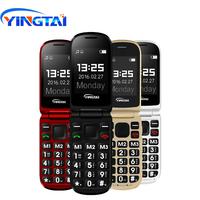 YINGTAI T09 Best feature phone GSM Big push-button flip phone Dual Screen clamshell 2.4 inch Elder telephone cell phones FM MP3