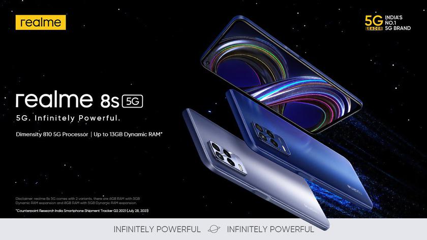 Realme 8s 5G: первый в мире смартфон с процессором MediaTek Dimensity 810 на борту