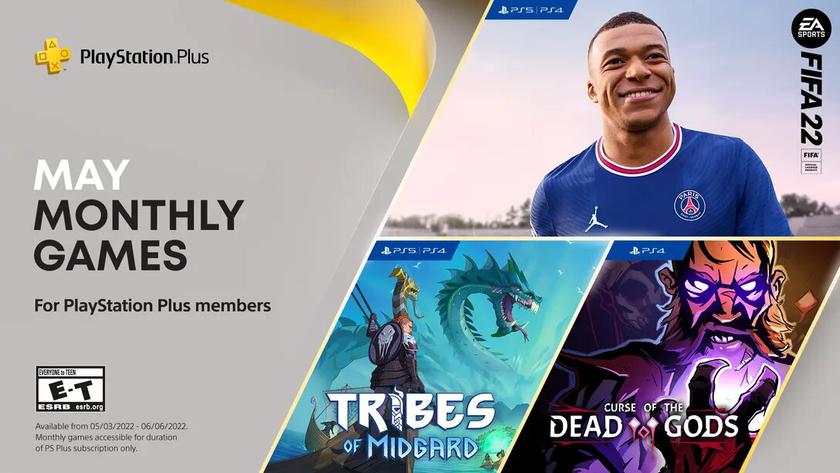 Подписка PlayStation Plus в мае: футбольный симулятор FIFA 2022, Curse of the Dead Gods и кооперативная Tribes of Midgard
