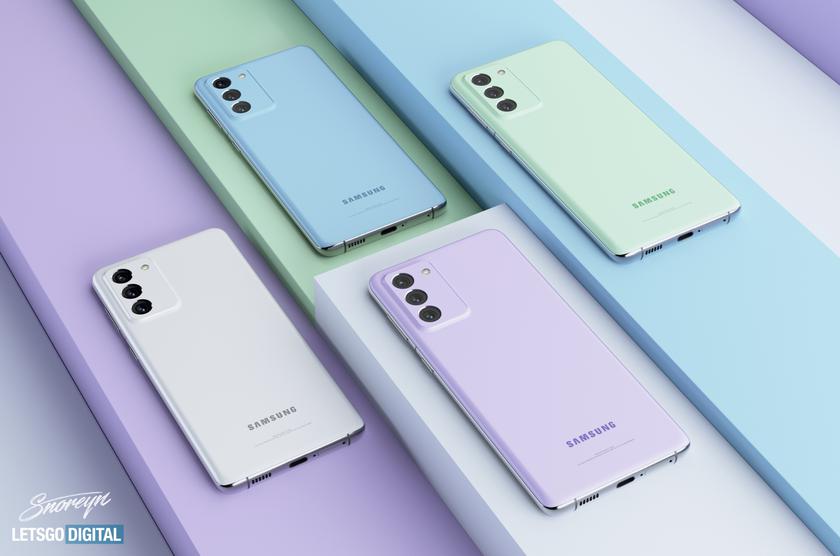Samsung Galaxy S21 FE появился на качественных изображениях с плоским экраном, тройной камерой и новыми расцветками