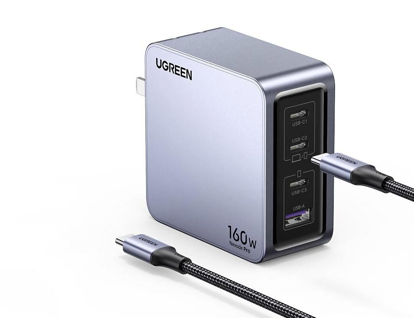 Ugreen представила Nexode Pro GaN: зарядное устройство на 160 Вт с четырьмя USB-портами за $60