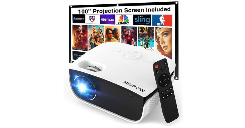 Mini Vidéoprojecteurs, 7500 Lumens Mini projecteur Supporte 1080P Full HD  [Écran de Projection Inclus] Retroprojecteur Portable Compatible avec