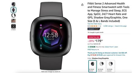 Fitbit selling Sense 2 Advanced Health and Fitness Smartwatch with Tools to Manage Stres