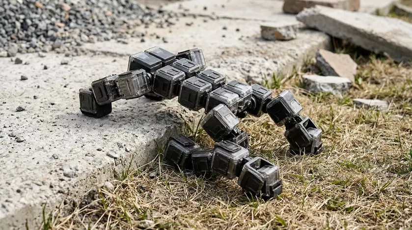 Тестирование модульного робота на траве