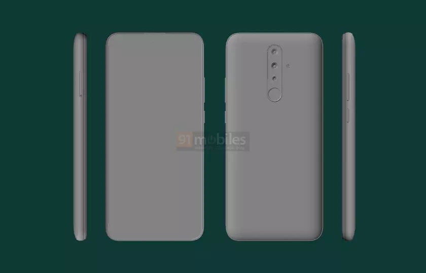 CAD-рендеры Nokia 4.3: дисплей с «капелькой», тройная камера и классический сканер отпечатков пальцев