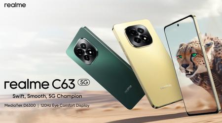 realme C63 5G: дисплей на 120 Гц, чип MediaTek Dimensity 6300, захист IP54 і батарея на 5000 мАг за $119