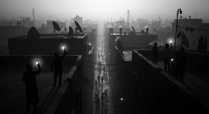 Визуализация цифровой темноты и изоляции Ирана