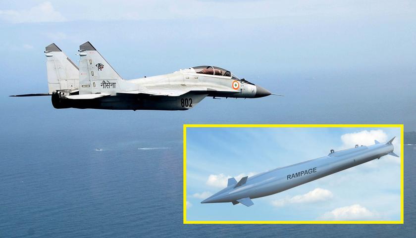 Индия получила израильские аэробаллистические ракеты Rampage с 150-килограмовой боеголовкой и дальностью свыше 250 км для истребителей МиГ-29К