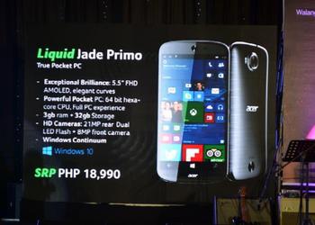 Стала известна цена Windows-смартфона Acer Jade Primo с доком для Continuum