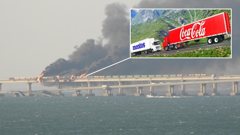 Подарок путину на день рождения: после взрыва на Крымском мосту обрушилось дорожное полотно и начался пожар на железной дороге