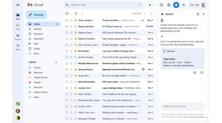 Gmail integrates Google Calendar into Gemini sidebar 