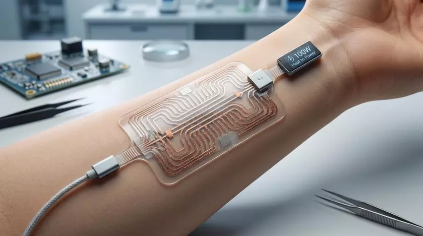 Гибкий термоэлектрический генератор на коже человека