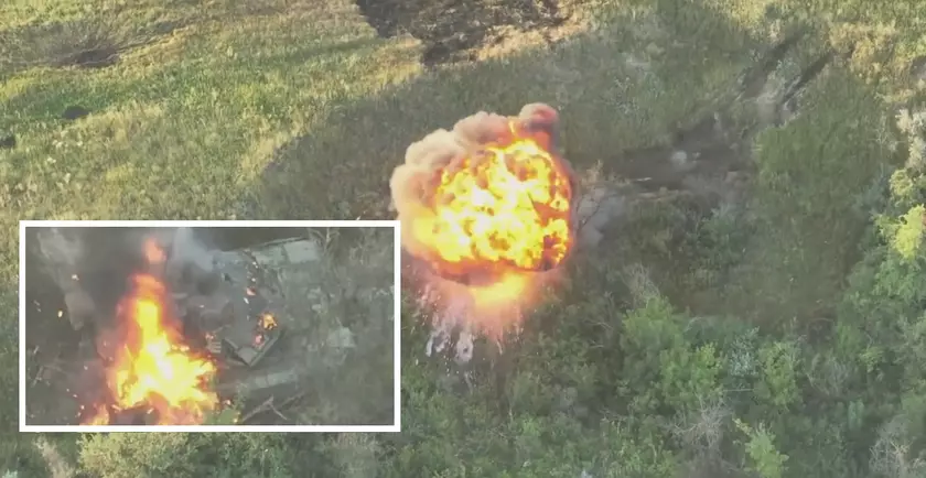 FPV-беспилотник за $500 точным попаданием эффектно уничтожил российский танк Т-90М стоимостью минимум $2,5 млн