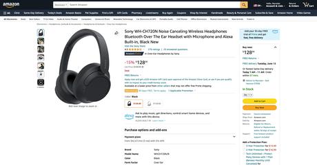 Sony's new WH-CH720N wireless headphones drop to $128 at