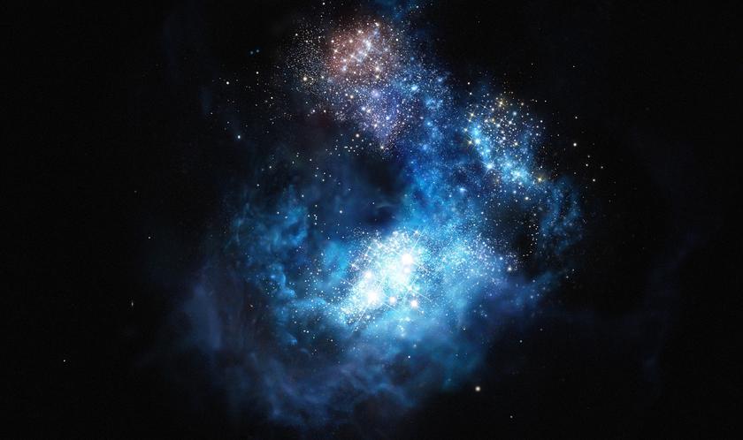 James Webb помог изучить далёкую-далёкую галактику, в которой звёзды формируются со скоростью 1860 масс Солнца в год