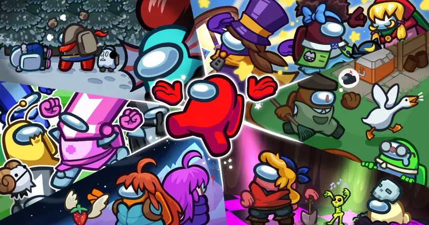 В Among Us запустили коллаборацию с 6 инди-играми: игроки могут получить тематические предметы до 28 февраля