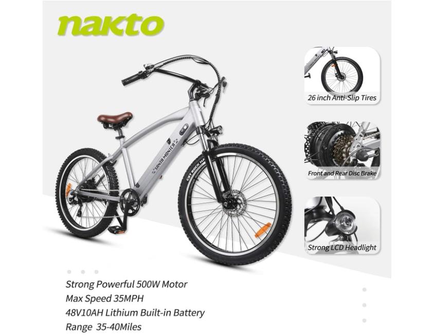 NAKTO 26" City electric bike under 1000