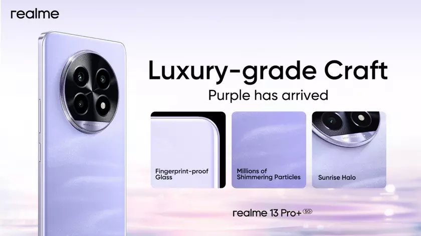 Realme 13 Pro+ с новым фиолетовым цветом Monet Purple выходит в Индии