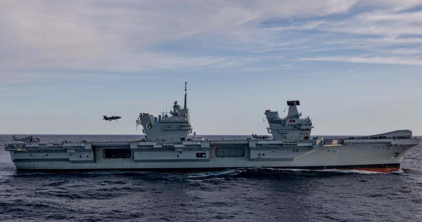 The flagship aircraft carrier HMS Queen Elizabeth, carrying fifth ...