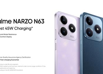 realme NARZO N63: LCD-дисплей на 90 Гц, чип Unisoc T612, зарядка на 45 Вт и защита IP54 за $100