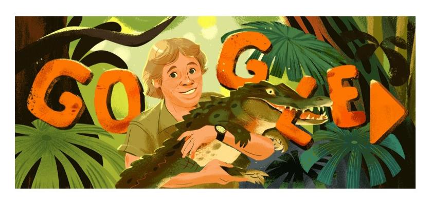 Дудл Google празднует 57 лет со дня рождения Стива Ирвина