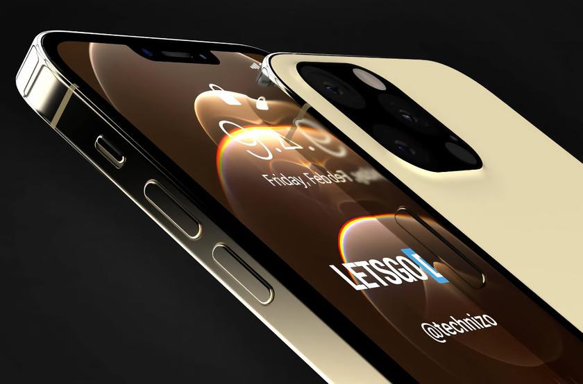 iPhone 13 Pro без порта Lightning, с уменьшенной «чёлкой» и подэкранным сканером на качественных рендерах