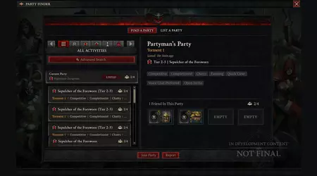 Diablo IV will have a new feature to find players to join your Party Finder group with Season 6