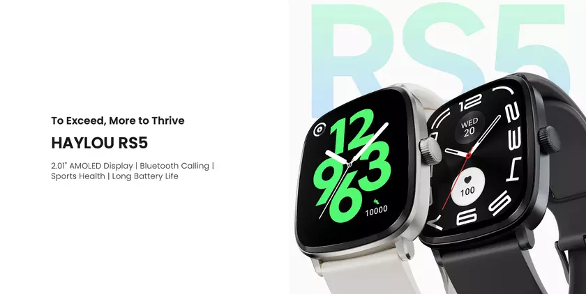Haylou RS5: AMOLED-дисплей на 2.01″, поддержка звонков, датчик SpO2, защита IP68 и автономность до 15 дней за $39