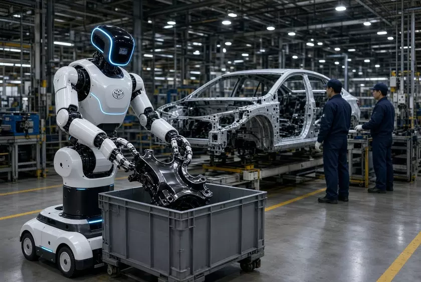 Гуманоидный робот на заводе Toyota