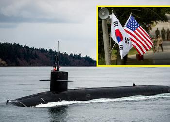 El USS Kentucky (SSBN-737) es el primer submarino estadounidense de propulsión nuclear en 42 años, que puede transportar misiles nucleares Trident II (D5), que llega a la República de Corea.