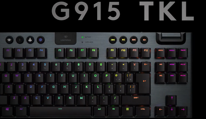 Logitech G915 Lightspeed TKL: беспроводная клавиатура с автономностью 40 часов, откликом 1 мс и «живой» подсветкой