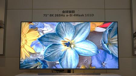 TCL annuncia il primo display 8K da 75 pollici e 265 Hz al mondo per televisori